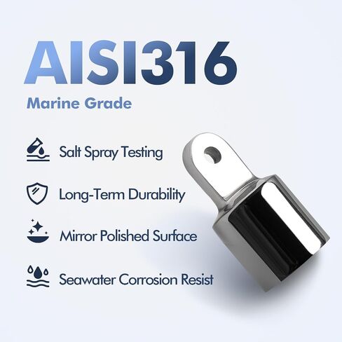 Boat Bimini Top Hardware, Stainless Steel 316 Marine Bimini Top Cap External Eye End Fittings, Fits 7/8" 1" 1-1/4" O.D Round Tubing (Finish ID by CNC) in Kuwait