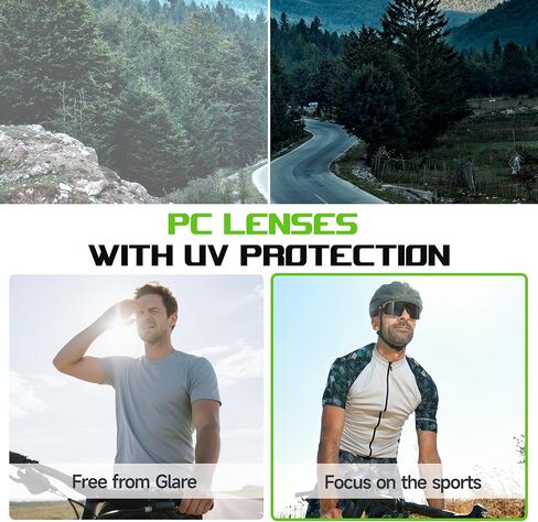 Sports Sunglasses. Shatterproof Polycarbonate Lens, UV400 Protection. Ideal for Cycling, Pickleball, & Running Safety in Saudi Arabia
