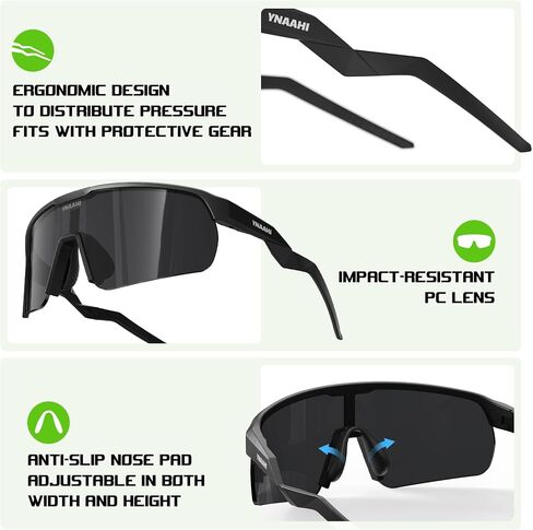 Sports Sunglasses. Shatterproof Polycarbonate Lens, UV400 Protection. Ideal for Cycling, Pickleball, & Running Safety in Saudi Arabia