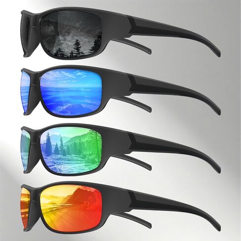 Sports Sunglasses for Men, Polarized Mens Sunglasses Sport Sun Glasses for Golf Fishing Driving Running Cycling 4 Pack in Saudi Arabia