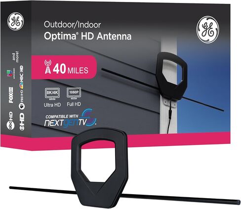 GE Ultrapro Optima Outdoor HD Attenna ، Range 40 MILE ، 4K/8K Ultra HD ، TV NextGen جاهز ، مقاوم للطقس ، العلية أو في الهواء الطلق ، القنوات المحلية المجانية ، 81870 in Saudi Arabia