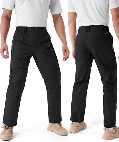 IGOLUMON Men's Stretch Tactical Pants, Ripstop Cargo Pants Outdoor Lightweight EDC Hiking Work Pants with 10 Pockets in Kuwait