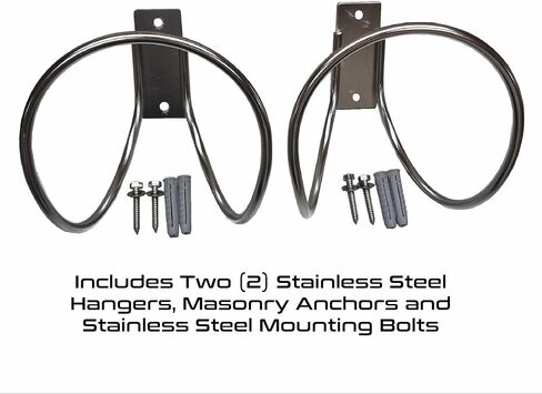 Norsk Designs Heavy-Duty Marine Hose Hangers (2-Pack), Polished 304 Stainless Steel, 75 lb Load Capacity, Wall/Post/Column Mount with Hardware in Saudi Arabia