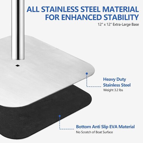 Boat Cover Support Poles &System, Height Adjustable 304 Stainless Steel, with Heavy Duty Base-Boat tarp Support Pole for Pontoon V Hull Jon Boat (1) in Saudi Arabia