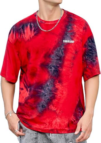Tie Dye Shirt for Men Short Sleeve Crew Neck Tie-dye T Shirt Stylish Comfy Cotton Unisex Summer Tops in Saudi Arabia