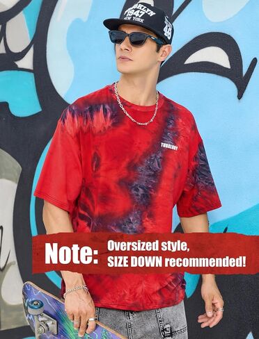 Tie Dye Shirt for Men Short Sleeve Crew Neck Tie-dye T Shirt Stylish Comfy Cotton Unisex Summer Tops in Saudi Arabia