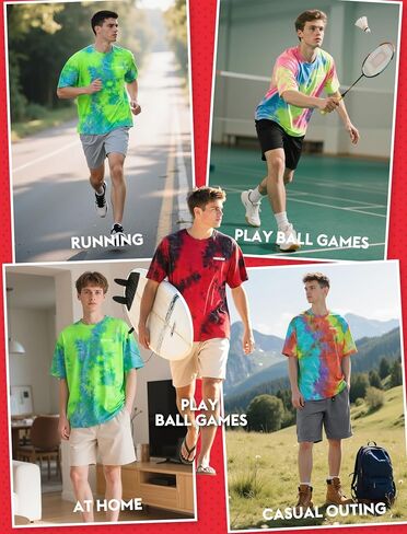 Tie Dye Shirt for Men Short Sleeve Crew Neck Tie-dye T Shirt Stylish Comfy Cotton Unisex Summer Tops in Saudi Arabia