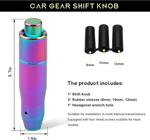Automatic Shift Knob with Push Button, 5.7" Weighted Shifter Lever Handle Car Gear Head with Adapters, Aluminum Alloy Gear Shifting Lever for Most Auto Transmission Vehicle (Blue) in Saudi Arabia