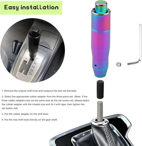 Automatic Shift Knob with Push Button, 5.7" Weighted Shifter Lever Handle Car Gear Head with Adapters, Aluminum Alloy Gear Shifting Lever for Most Auto Transmission Vehicle (Blue) in Saudi Arabia