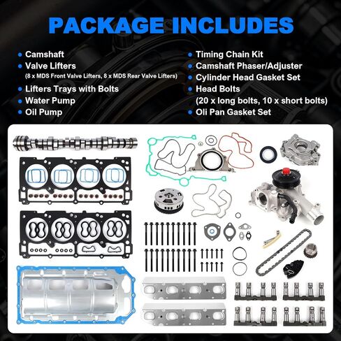 NON MDS Lifter and Camshaft Kit w/Head Gaskets & Bolts Compatible with 2009-2016 Dodge Ram 1500 Durango 5.7L Hemi V8 53022263AF 53021720AB in Saudi Arabia