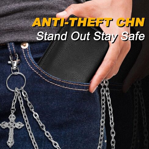 Quelay 4 Pcs Pants Chain Belt Hip Hop Skull Punk Biker Skeleton Wallet Jeans Pocket Chain Belt Decor Goth Accessories for Women Men in Saudi Arabia
