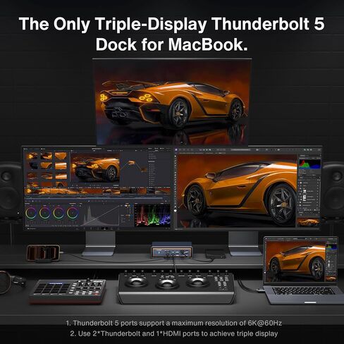 iVANKY Intel Certified Vertical Thunderbolt 5 Dock, FusionDock Pro 3 Docking Station Dual 6K@60Hz for MacBook M1/M2/M3/M4 Pro/Max, Triple Display for Windows TB5/4, 180W Power, 120Gbps, 2.5GbE in Saudi Arabia