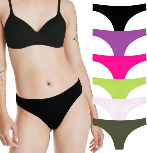 مجموعة ملابس داخلية Hanes Premier ، 6 عبوات ، Thongs No-Show No-Show للنساء ، سراويل داخلية رطوبة الرطوبة in Saudi Arabia