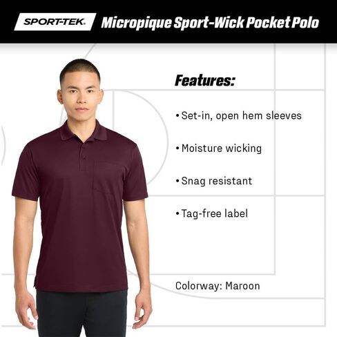 Sport-Tek Micropique Sport-Wick Pocket Polo. ST651 True Royal in Saudi Arabia