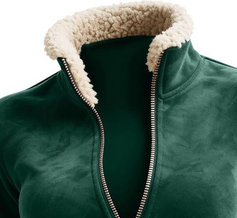 Women's Retro Western Suede 1/4 Zip Stand Collar Sweatshirt Long Sleeve Warm Fuzzy Pullover Vintage Workout Tops in Saudi Arabia