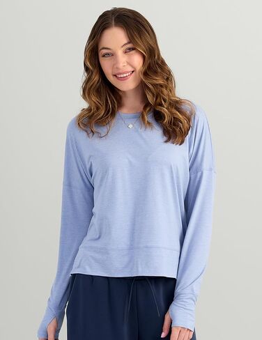 HUK Women's Bayside Pullover Crew, Midweight Soft Jersey Cropped Sweatshirt with Thumbholes in Saudi Arabia