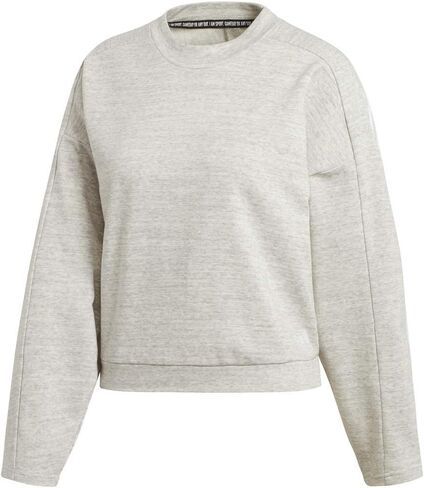 adidas Women's Must Have Heather Sweatshirt, Solid Grey/Off White/White, Small in Saudi Arabia
