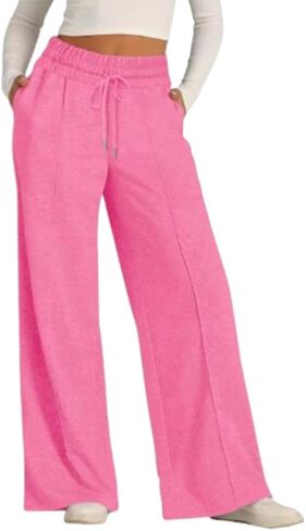 Oversized Wide Leg Sweatpants, Women Elastic Drawstring Straight Leg Pants Low Waisted Baggy Lounge Pants in Saudi Arabia