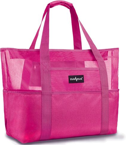 ZUXNZUX Mesh Beach Bag - Large Waterproof Beach Tote Bag with Zipper, Oversized Foldable Lightweight Family Swim Bag Vacation in Saudi Arabia