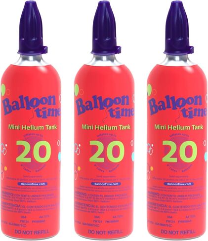 Balloon Time Mini Helium Tank – Portable Balloon Inflator for Parties, Weddings, Birthdays & Events – Eco-Friendly, Recyclable, 5.8 ft³ Capacity (Red, 2 Pack) in Saudi Arabia