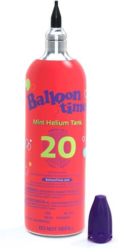 Balloon Time Mini Helium Tank – Portable Balloon Inflator for Parties, Weddings, Birthdays & Events – Eco-Friendly, Recyclable, 5.8 ft³ Capacity (Red, 2 Pack) in Saudi Arabia