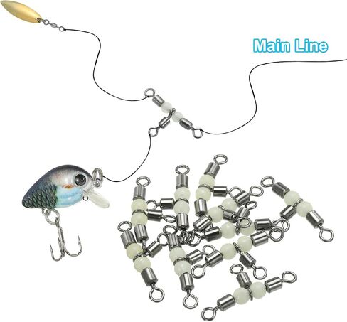 PATIKIL 3 Way Swivel Cross Line T Turn Rolling Terminal Tackle with Luminous Beads for Catfish Rig in Saudi Arabia