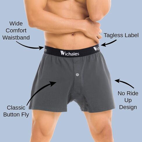 Men's Premium Underwear, Cotton Boxer Shorts, 3-Pack, Assorted Colors in Kuwait