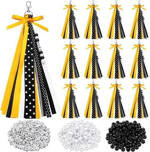 Nosiny 12 PCS Cheer Keychains شخصية DIY Bead Bead Ribbon Keychain Kit Cheer Backpack Propack Tags Cheerleader Gifts for Women in Kuwait