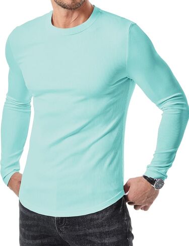 jmierr mens العضلات الطويلة الأكمام t ercts crewneck الطاقم الطويل longline مضلع قمصان لتجريب الصالة الرياضية in Kuwait
