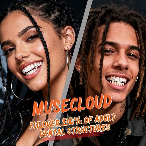 9pcs 16k Gold Gold Glated Grillz Caps for Women Men Fake Tooth Grill مجموعة أدوات المجوهرات للأسنان للأسنان Hip Hop Vampire Party Grillz Single Grillz مع قضبان القضبان النجمة Fang Heart Cap in Kuwait