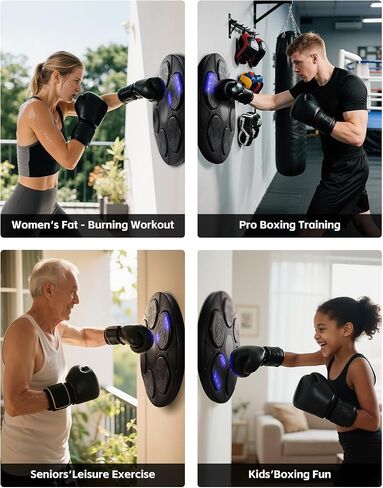 Music Boxing Training Machine for Kids & Adults - 9 Modes & 9 Speeds,Bluetooth Smart Boxing Machine,Wall Target Punching Workout,Reflex Training Suitable for Home,Office,Gym,Fun Fitness Equipment in Saudi Arabia