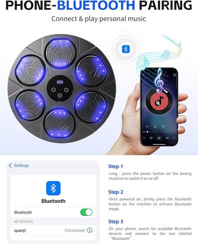 Music Boxing Training Machine for Kids & Adults - 9 Modes & 9 Speeds,Bluetooth Smart Boxing Machine,Wall Target Punching Workout,Reflex Training Suitable for Home,Office,Gym,Fun Fitness Equipment in Saudi Arabia