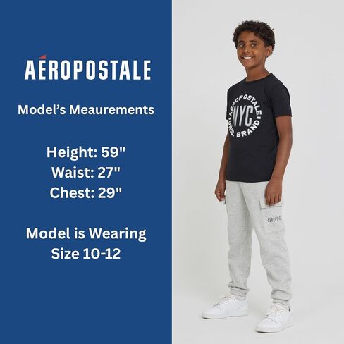 AEROPOSTALE Boys 3 Piece Outfit Set - Fleece Pullover Hoodie, Cargo Sweatpants, T-Shirt, Boys Activewear Set, Sizes 4-12 in Saudi Arabia