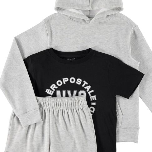 AEROPOSTALE Boys 3 Piece Outfit Set - Fleece Pullover Hoodie, Cargo Sweatpants, T-Shirt, Boys Activewear Set, Sizes 4-12 in Saudi Arabia