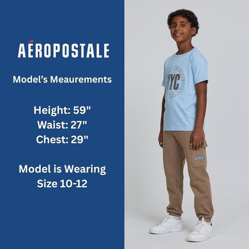 AEROPOSTALE Boys 3 Piece Outfit Set - Fleece Pullover Hoodie, Cargo Sweatpants, T-Shirt, Boys Activewear Set, Sizes 4-12 in Saudi Arabia