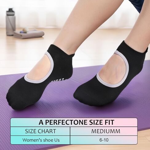 HooLing 12 Pairs Pilates Socks with Grips for Women Non Slip Crew Yoga Socks for Workout Dance Barefoot Yoga Barre Pilates Gifts (Multicolor) in Saudi Arabia