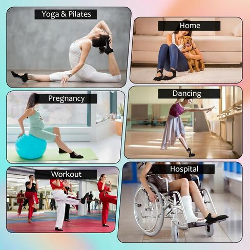 HooLing 12 Pairs Pilates Socks with Grips for Women Non Slip Crew Yoga Socks for Workout Dance Barefoot Yoga Barre Pilates Gifts (Multicolor) in Saudi Arabia