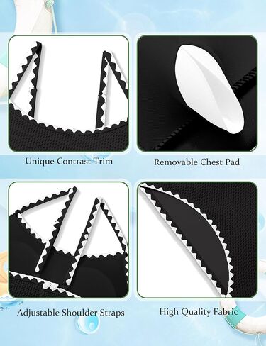 Girls Swimsuit Two Piece Solid High Waisted Bikini Contrast Trim Girls Bathing Suit for Teens with Chest Pad 9-16Y in Saudi Arabia
