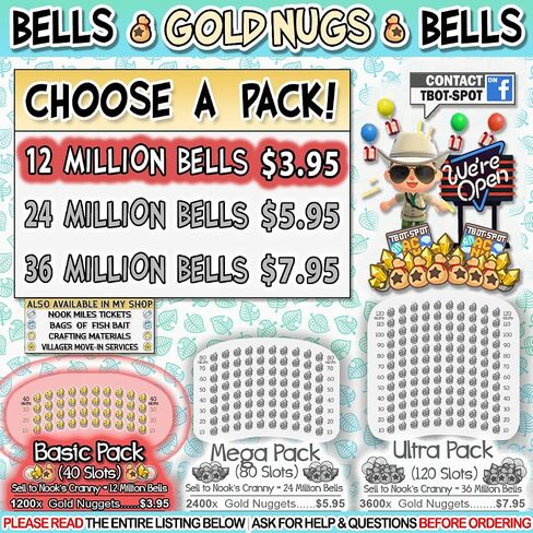 TBot-Spot ACNH: Bells - Gold Nuggets (Basic Pack - 12 Million Bells) in Kuwait