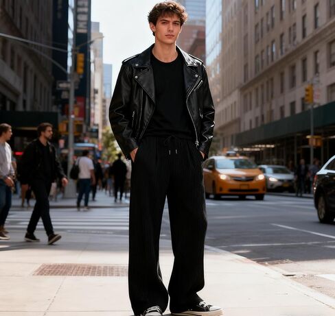 Men's Corduroy Pants Straight Wide Leg Open Bottom Joggers Drawstring Elastic Waist Sweatpants with Pockets in Saudi Arabia