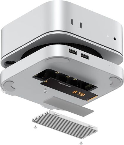 Vertical Docking Station for Mac Mini M4 – USB4 40Gbps M.2 NVMe SSD Enclosure & USB-C Hub, Aluminum Fins Fanless Cooling, Dual Host USB-C Ports, SD/TF 4.0, USB 3.2 & 3.5mm Audio Port in Kuwait