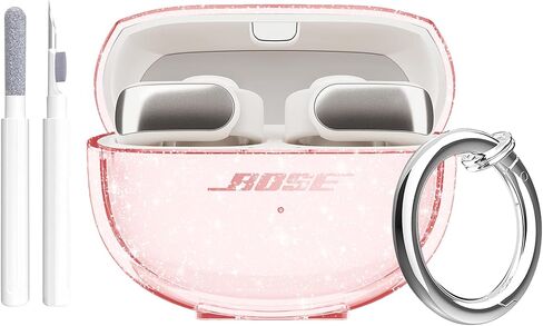 for Bose Ultra Open Earbuds Case Clear 2024,Full Protective Shockproof Soft Transparent TPU Cover for Bose Open Ear Wireless Earbud Headphone Accessories with Carabiner and Cleaning Pen-Clear in Saudi Arabia