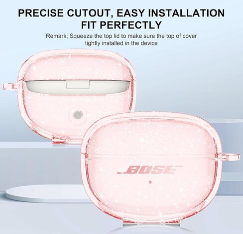 for Bose Ultra Open Earbuds Case Clear 2024,Full Protective Shockproof Soft Transparent TPU Cover for Bose Open Ear Wireless Earbud Headphone Accessories with Carabiner and Cleaning Pen-Clear in Saudi Arabia