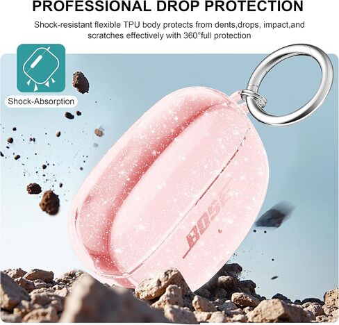 for Bose Ultra Open Earbuds Case Clear 2024,Full Protective Shockproof Soft Transparent TPU Cover for Bose Open Ear Wireless Earbud Headphone Accessories with Carabiner and Cleaning Pen-Clear in Saudi Arabia