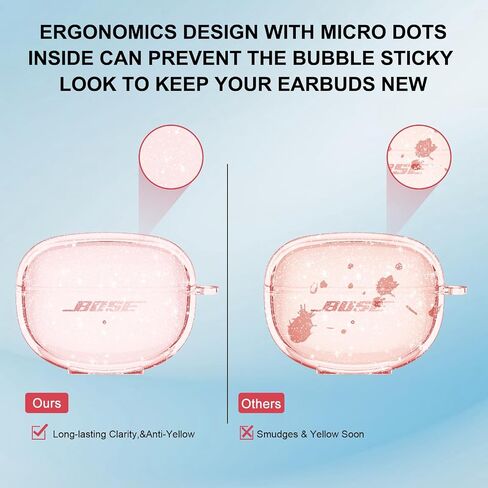 for Bose Ultra Open Earbuds Case Clear 2024,Full Protective Shockproof Soft Transparent TPU Cover for Bose Open Ear Wireless Earbud Headphone Accessories with Carabiner and Cleaning Pen-Clear in Saudi Arabia