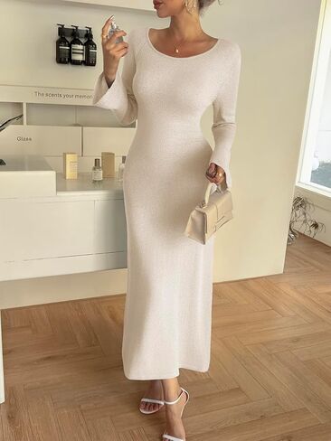Wenrine Womens تسقط من فستان الكتف Bodycon سترة 2025 الرسمية طويلة الأكمام الطويلة كوكتيل الحفلات Maxi in Saudi Arabia