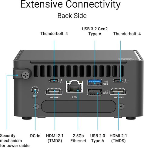 ASUS NUC 15 Pro Slim Full System Mini PC with Intel Series 2 Core 7 240H, 16GB DDR5 RAM, 512GB PCIe G4x4 NVMe SSD, Thunderbolt™ 4, WiFi 7 & Bluetooth 5.4, Toolless Chassis Access, VESA Mount Included in Saudi Arabia