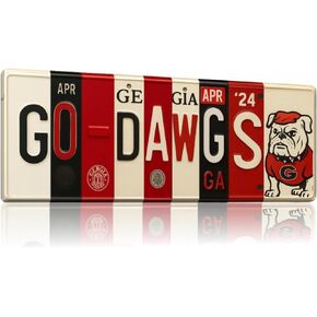 لافتة لوحة ترخيص معدنية من Georgia Bulldog Go Dawgs، ألومنيوم، 16 × 6 بوصة، أحمر وأسود، موضوع UGA، ديكور فني للحائط الداخلي، كهف المروحة، مسكن، غرفة ألعاب، جاهزة للتعليق، 0.7 رطل in Kuwait
