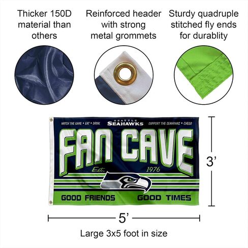 Seattle Seahawks Fan Man Cave Banner Flag in Saudi Arabia
