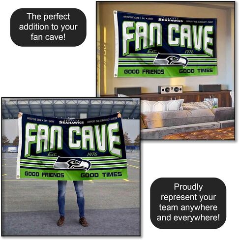 Seattle Seahawks Fan Man Cave Banner Flag in Saudi Arabia